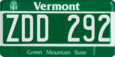 VT license plate ZDD292