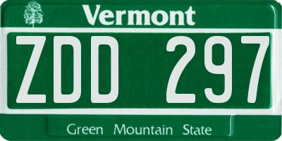 VT license plate ZDD297