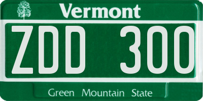 VT license plate ZDD300