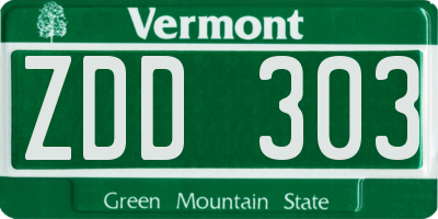 VT license plate ZDD303