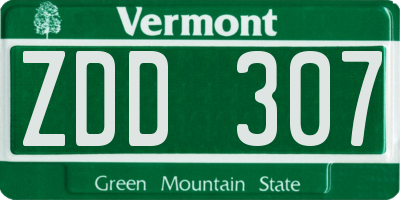 VT license plate ZDD307