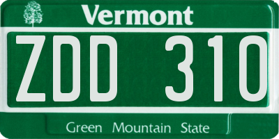 VT license plate ZDD310