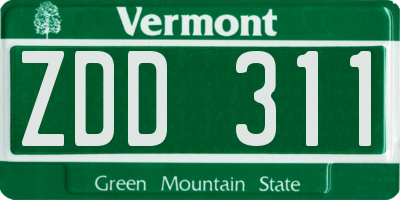 VT license plate ZDD311