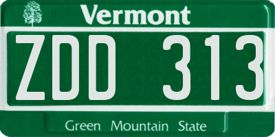 VT license plate ZDD313