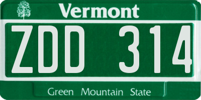 VT license plate ZDD314