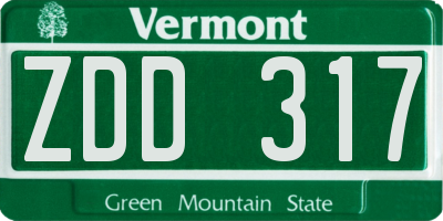VT license plate ZDD317
