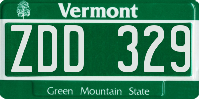 VT license plate ZDD329