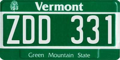 VT license plate ZDD331