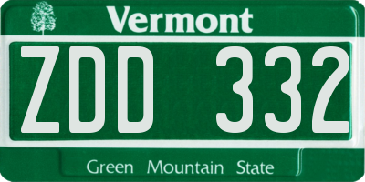 VT license plate ZDD332