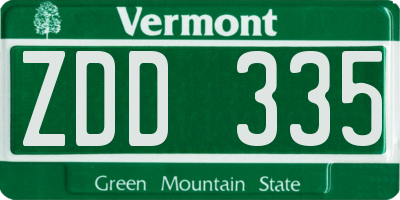 VT license plate ZDD335