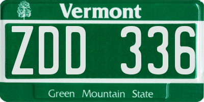 VT license plate ZDD336