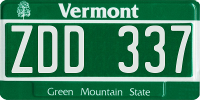 VT license plate ZDD337