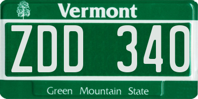 VT license plate ZDD340