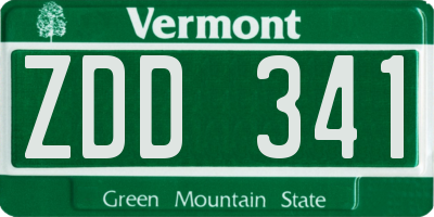 VT license plate ZDD341