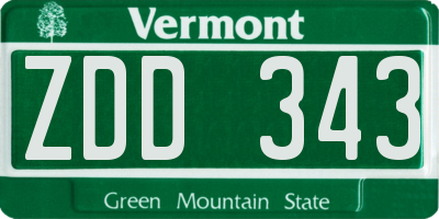 VT license plate ZDD343