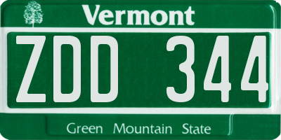 VT license plate ZDD344