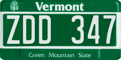 VT license plate ZDD347