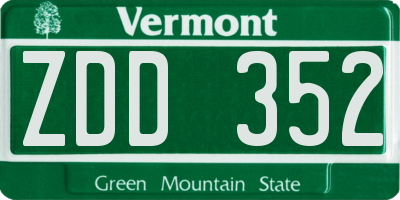 VT license plate ZDD352