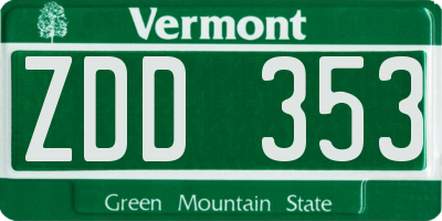 VT license plate ZDD353