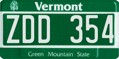 VT license plate ZDD354