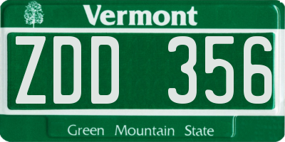 VT license plate ZDD356