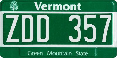 VT license plate ZDD357