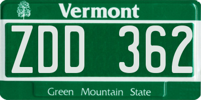 VT license plate ZDD362