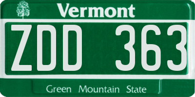 VT license plate ZDD363