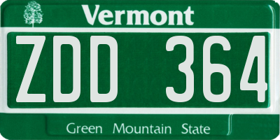 VT license plate ZDD364