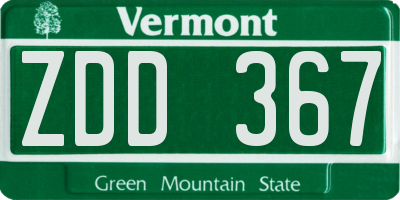 VT license plate ZDD367
