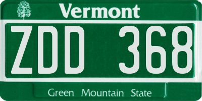 VT license plate ZDD368