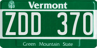 VT license plate ZDD370