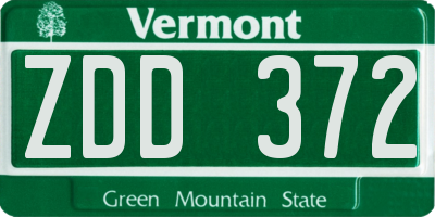 VT license plate ZDD372