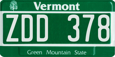 VT license plate ZDD378