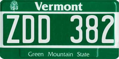 VT license plate ZDD382