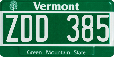 VT license plate ZDD385