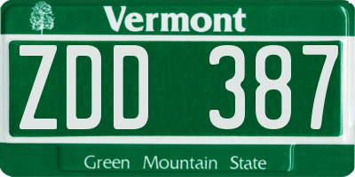 VT license plate ZDD387