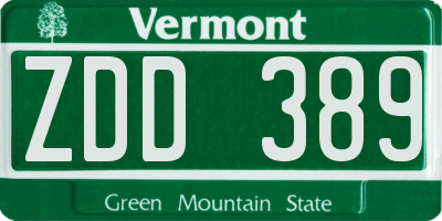 VT license plate ZDD389