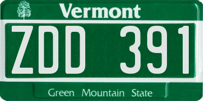 VT license plate ZDD391