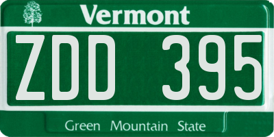 VT license plate ZDD395