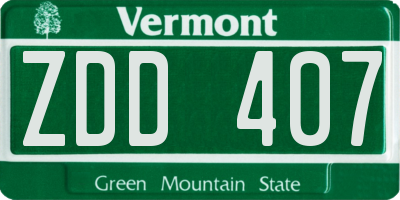 VT license plate ZDD407