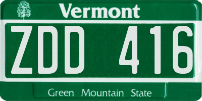 VT license plate ZDD416