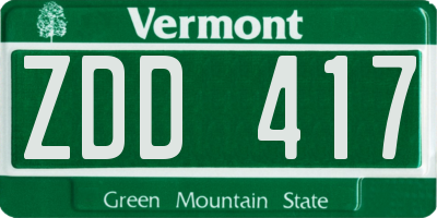 VT license plate ZDD417