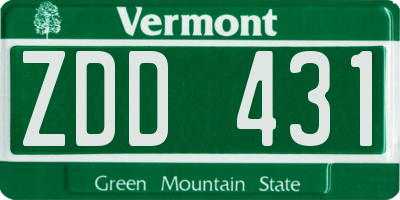 VT license plate ZDD431