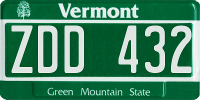 VT license plate ZDD432