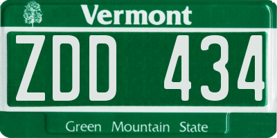 VT license plate ZDD434