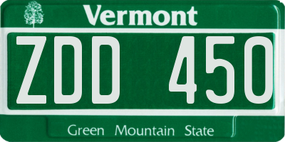 VT license plate ZDD450
