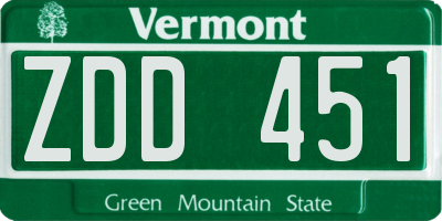 VT license plate ZDD451