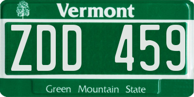 VT license plate ZDD459
