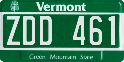 VT license plate ZDD461